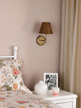 Dar Dijon Wall Light Antique Bronze With Hand-Woven Rattan Shade