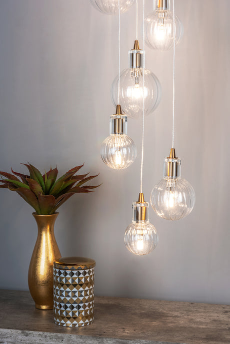 Dar Dita 10 Light Cluster Pendant Brass & Glass –  from Amos Lighting + Home