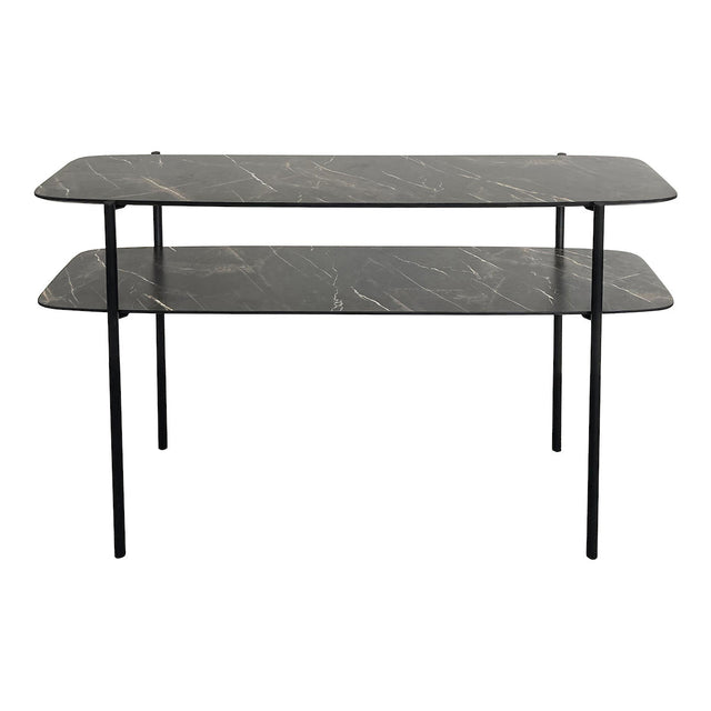 Dar Agnesa 2 Tier Console Table Dark Marble Effect and Matt Black –  from Amos Lighting + Home