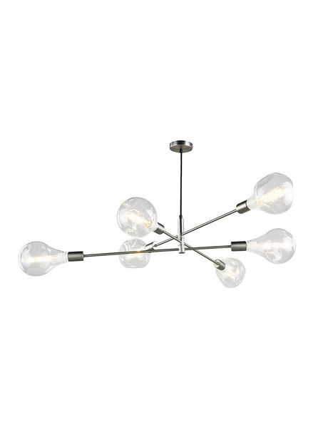 Dar Alana 6 Light Satin Chrome Pendant –  from Amos Lighting + Home