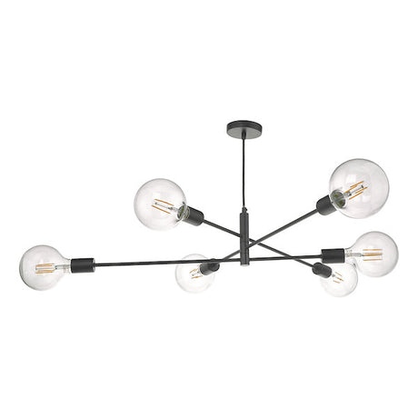 Dar Alana Pendant Chandelier 6 Light Matt Black –  from Amos Lighting + Home