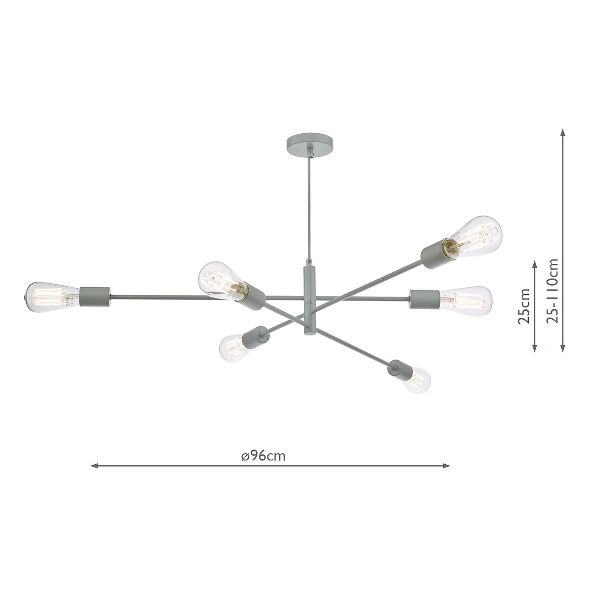 Dar Alana Pendant Chandelier 6 Light Matt Grey –  from Amos Lighting + Home