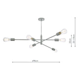 Dar Alana Pendant Chandelier 6 Light Matt Grey –  from Amos Lighting + Home