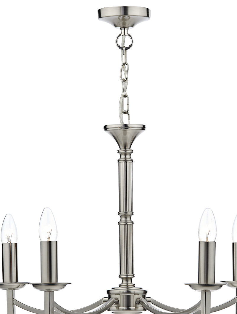 Dar Ambassador 5 Light Chandelier Satin Chrome –  from Amos Lighting + Home