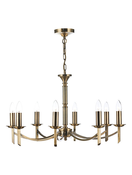 Dar Ambassador 8 Light Chandelier Antique Brass –  from Amos Lighting + Home