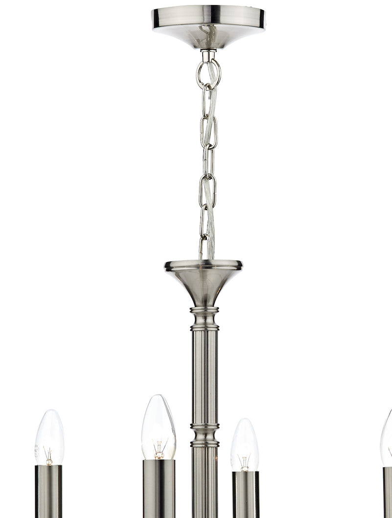 Dar Ambassador 8 Light Chandelier Satin Chrome –  from Amos Lighting + Home