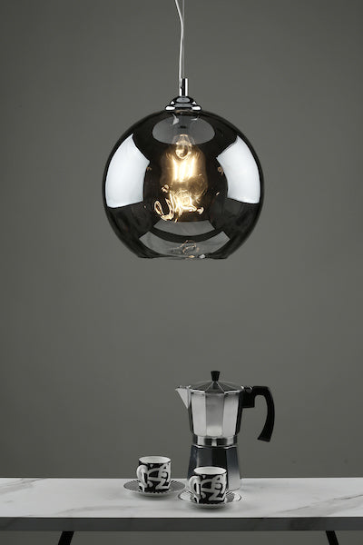 Dar Aulax Pendant Silver Smoked Glass with Dimple Effect –  from Amos Lighting + Home