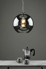 Dar Aulax Pendant Silver Smoked Glass with Dimple Effect –  from Amos Lighting + Home