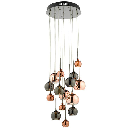 Dar Aurelia Cluster Pendant Black Chrome, Copper & Bronze Glass