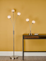 Dar Avari Floor Lamp Satin Nickel & Frosted Glass –  from Amos Lighting + Home