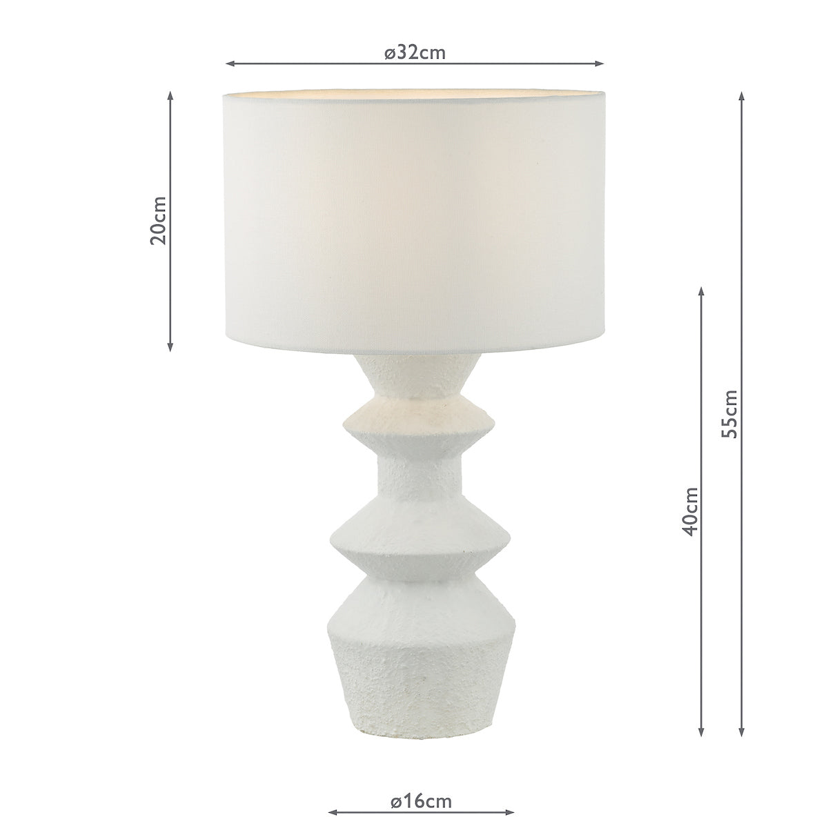 Dar Bidelia Table Lamp Matt White With Shade –  from Amos Lighting + Home