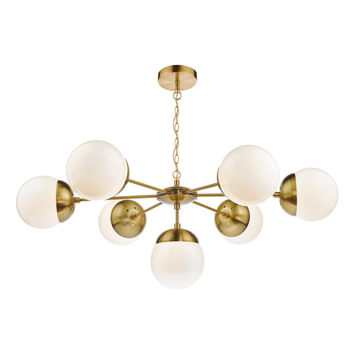 Dar Bombazine 7 Light Pendant Natural Brass and Opal –  from Amos Lighting + Home