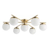 Dar Bombazine 7 Light Semi-Flush Natural Brass and Opal Glass –  from Amos Lighting + Home