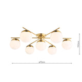 Dar Bombazine 7 Light Semi-Flush Natural Brass and Opal Glass –  from Amos Lighting + Home