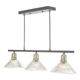 Dar Boyd 3 Light Bar Pendant Antique Brass & Prismatic Glass –  from Amos Lighting + Home