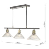 Dar Boyd 3 Light Bar Pendant Antique Brass & Prismatic Glass –  from Amos Lighting + Home