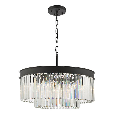 Dar Celeus 6 Light Pendant Chandelier Anthracite & Crystal –  from Amos Lighting + Home