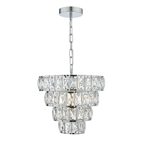 Dar Cerys 4 Tier Small Chandelier Polished Crystal & Chrome –  from Amos Lighting + Home