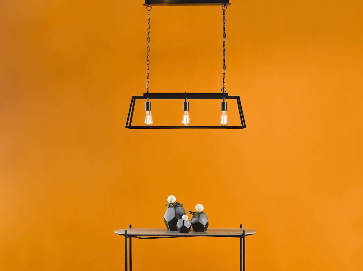 Dar Claudia 3 Light Bar Pendant Matt Black –  from Amos Lighting + Home