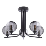 Dar Cradle 5 Light Semi-Flush Matt Black & Smoked/Clear Ribbed Glass –  from Amos Lighting + Home