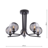 Dar Cradle 5 Light Semi-Flush Matt Black & Smoked/Clear Ribbed Glass –  from Amos Lighting + Home