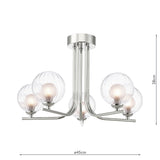 Dar Cradle 5 Light Semi-Flush Polished Chrome & Clear/Opal Glass –  from Amos Lighting + Home