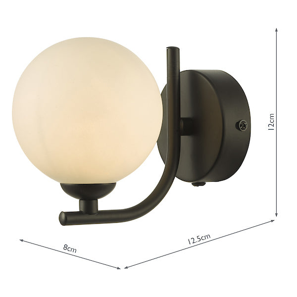 Dar Cradle Wall Light Matt Black & Opal Glass from Amos Lighting + Home