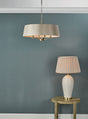 Dar Cristin Pendant Chandelier Antique Brass With Taupe Ribbon Shade –  from Amos Lighting + Home