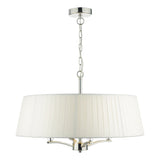 Dar Cristin Pendant Chandelier Polished Nickel with Ivory Ribbon Shade –  from Amos Lighting + Home