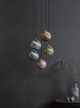 Dar Cygnus 5 Light Cluster Pendant Polished Chrome and Planet Style Glass –  from Amos Lighting + Home