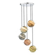 Dar Cygnus 5 Light Cluster Pendant Polished Chrome and Planet Style Glass –  from Amos Lighting + Home