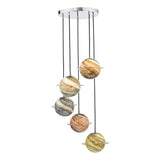 Dar Cygnus 5 Light Cluster Pendant Polished Chrome and Planet Style Glass –  from Amos Lighting + Home