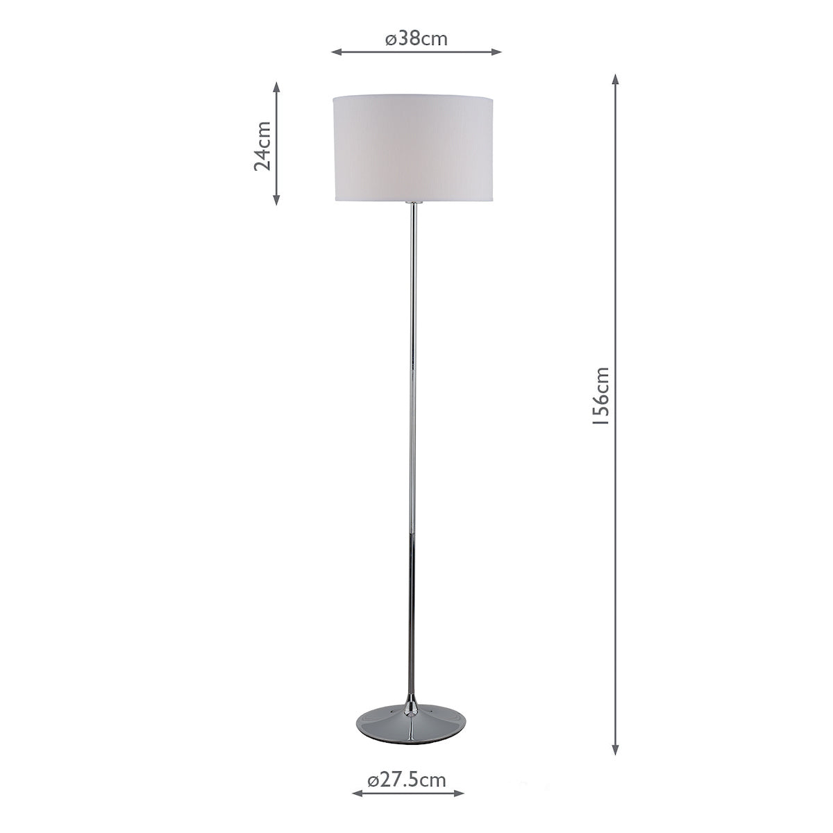 Dar Delta Floor Lamp Polished Chrome With Shade –  from Amos Lighting + Home