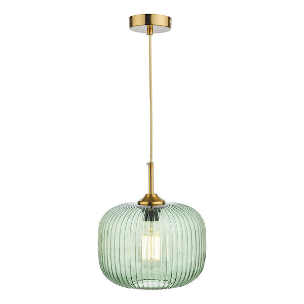 Dar Demarius 1 Light Pendant Green Glass Bronze Detail –  from Amos Lighting + Home