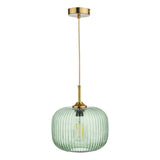 Dar Demarius 1 Light Pendant Green Glass Bronze Detail –  from Amos Lighting + Home