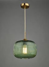 Dar Demarius 1 Light Pendant Green Glass Bronze Detail –  from Amos Lighting + Home