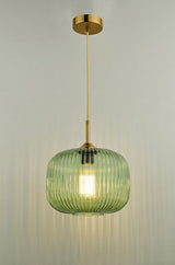 Dar Demarius 1 Light Pendant Green Glass Bronze Detail –  from Amos Lighting + Home