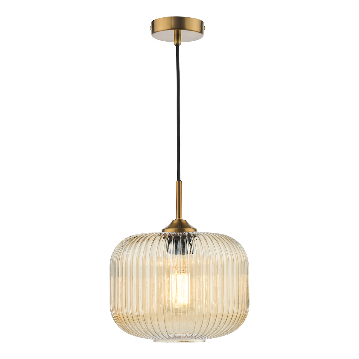 Dar Demarius Pendant Natural Brass and Amber Glass –  from Amos Lighting + Home