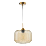 Dar Demarius Pendant Natural Brass and Amber Glass –  from Amos Lighting + Home