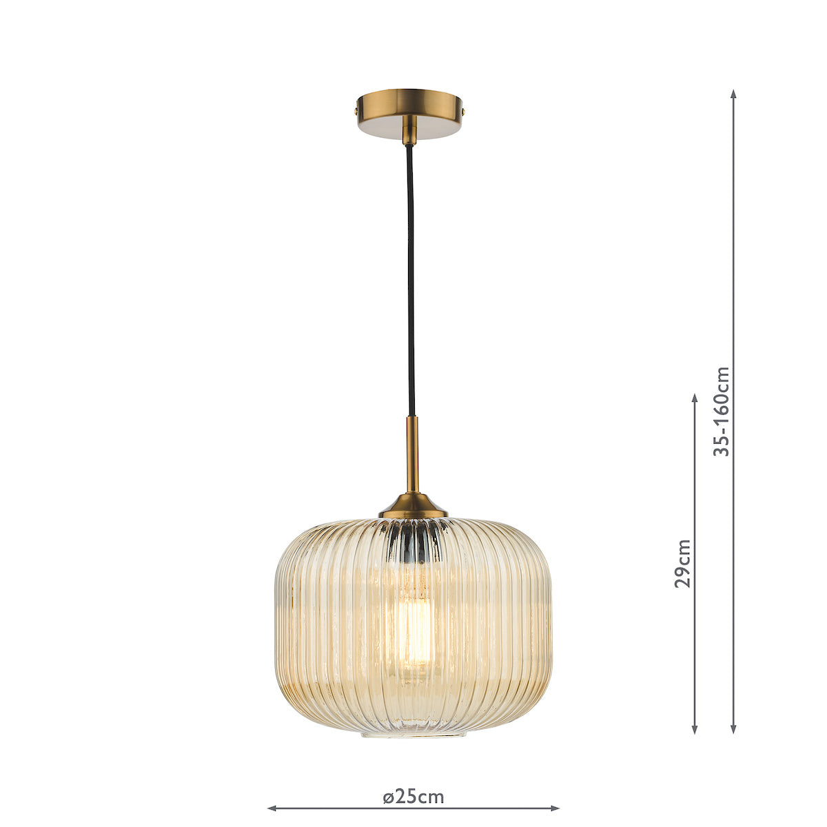 Dar Demarius Pendant Natural Brass and Amber Glass –  from Amos Lighting + Home