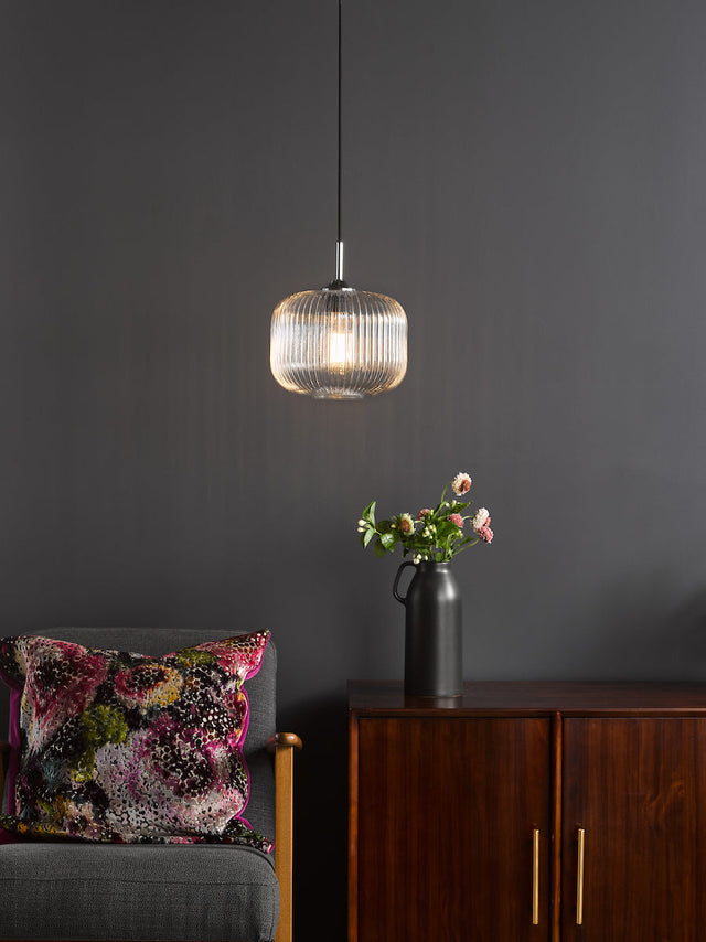 Dar Demarius Pendant Polished Chrome and Clear Glass –  from Amos Lighting + Home