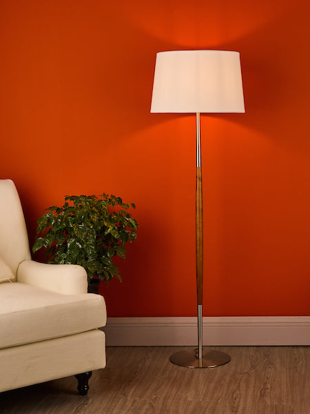 Dar Detroit Floor Lamp Satin Nickel Walnut Detail Base Only –  from Amos Lighting + Home