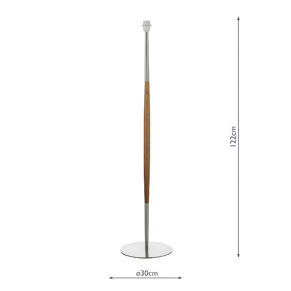 Dar Detroit Floor Lamp Satin Nickel Walnut Detail Base Only –  from Amos Lighting + Home