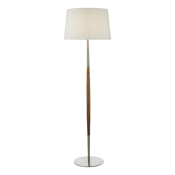 Dar Detroit Floor Lamp Satin Nickel Walnut Detail Base Only –  from Amos Lighting + Home