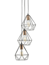 Dar Deyon 3 Light Cluster Pendant Black and Copper –  from Amos Lighting + Home