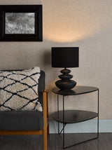 Dar Discus Ceramic Table Lamp Black With Shade –  from Amos Lighting + Home