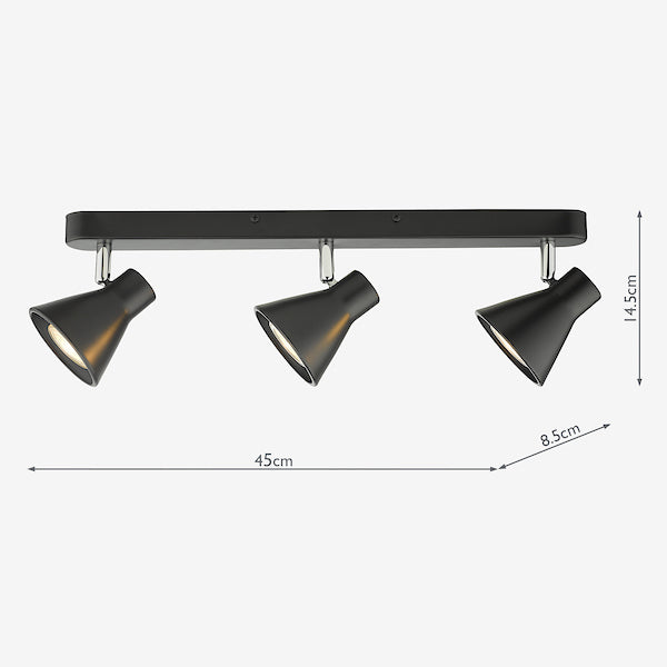 Dar Diza 3 Light Bar Spotlight Matt Black –  from Amos Lighting + Home