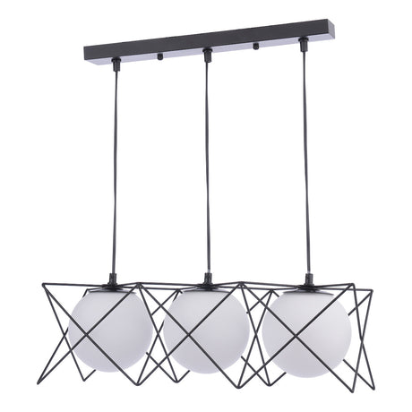 Dar Dreyson 3 Light Bar Pendant Matt Black and Opal Glass –  from Amos Lighting + Home