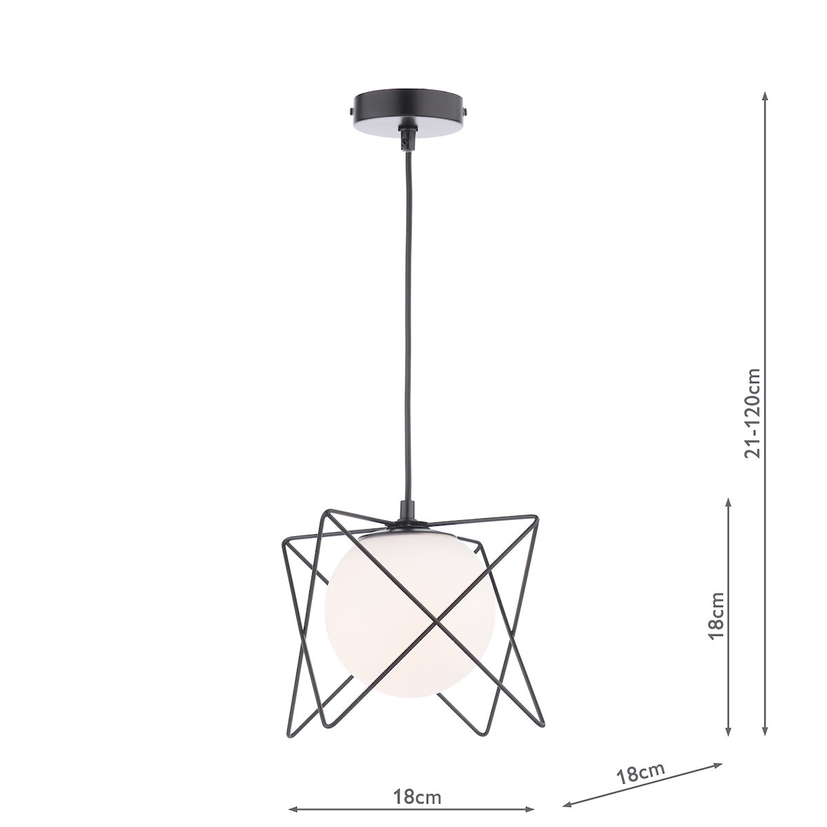 Dar Dreyson Pendant Matt Black and Opal Glass –  from Amos Lighting + Home