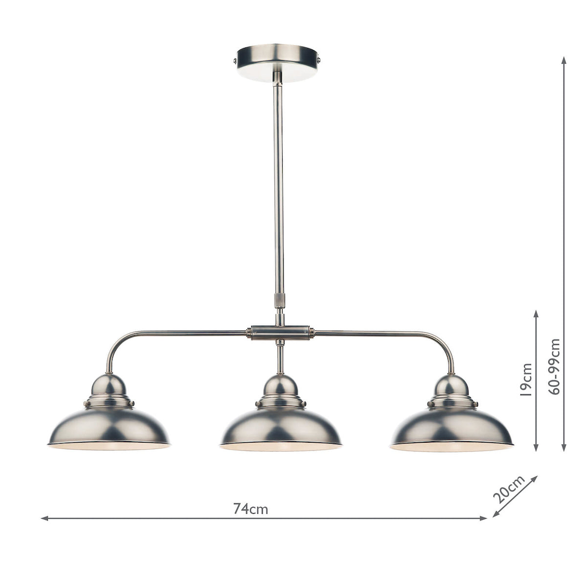 Dar Dynamo 3 Light Bar Pendant Antique Chrome –  from Amos Lighting + Home